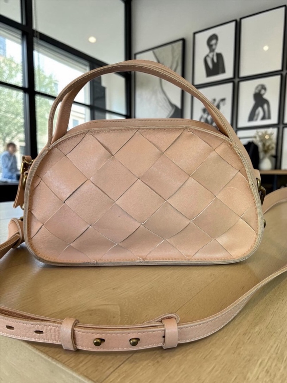 Madewell Sydney Woven Leather Zip Top Crossbody